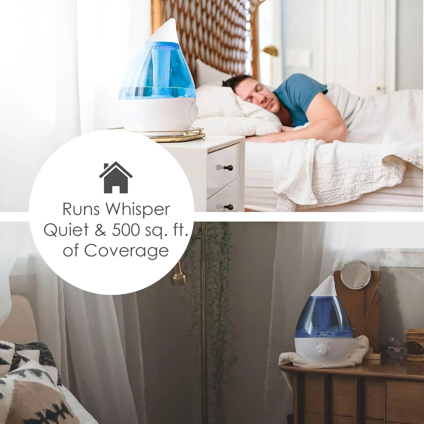 Crane USA Cool Mist Humidifier for Bedroom, Baby Nursery, Kids Room or Office, 1 Gallon Tank, Blue