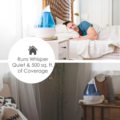 Crane USA Cool Mist Humidifier for Bedroom, Baby Nursery, Kids Room or Office, 1 Gallon Tank, Blue