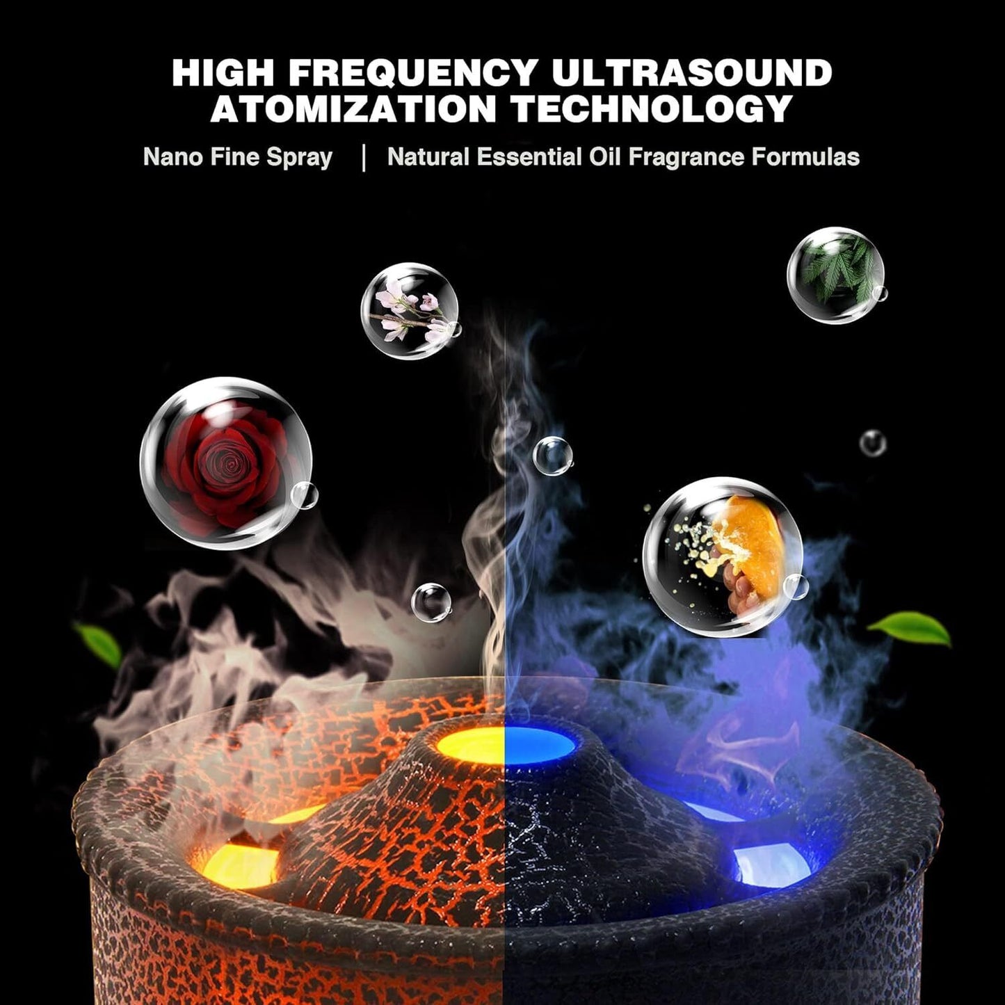 Volcanic Flame Humidifiers Air Aroma Diffuser Essential Oil Humidifier 360Ml