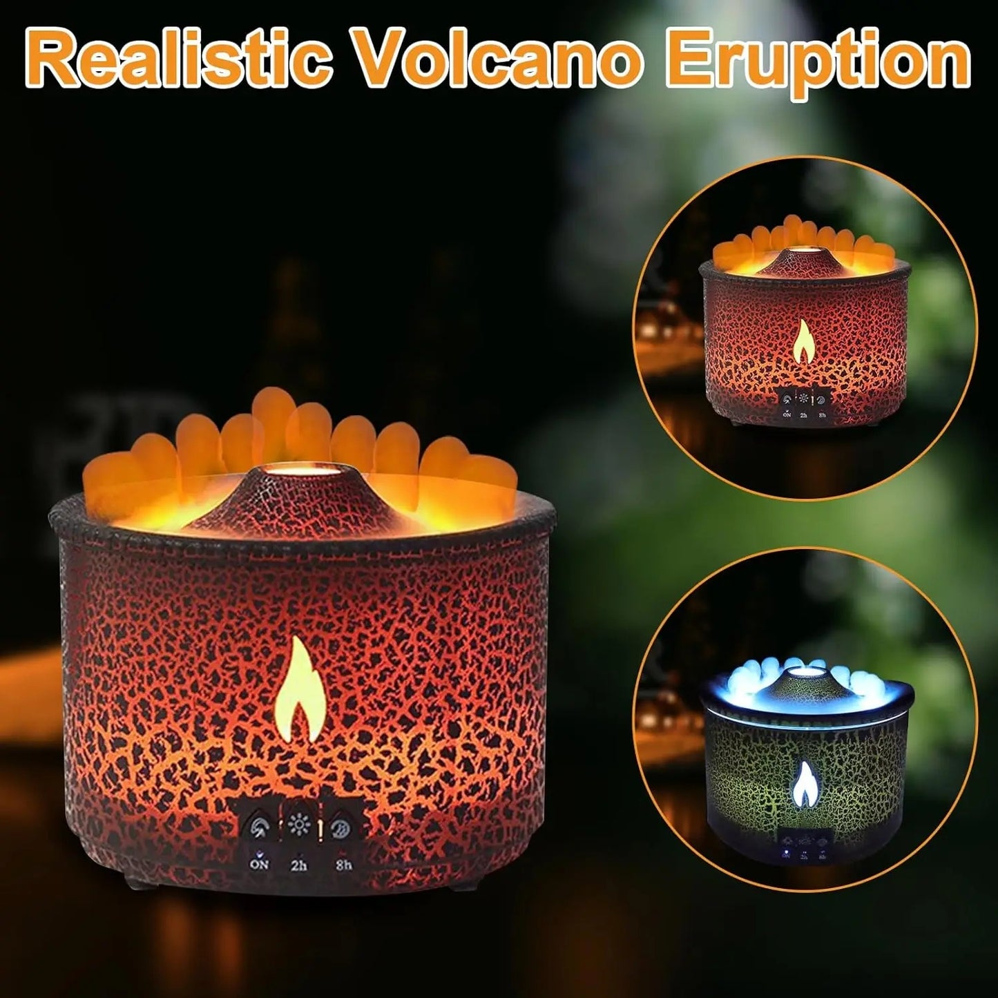 Volcanic Flame Humidifiers Air Aroma Diffuser Essential Oil Humidifier 360Ml